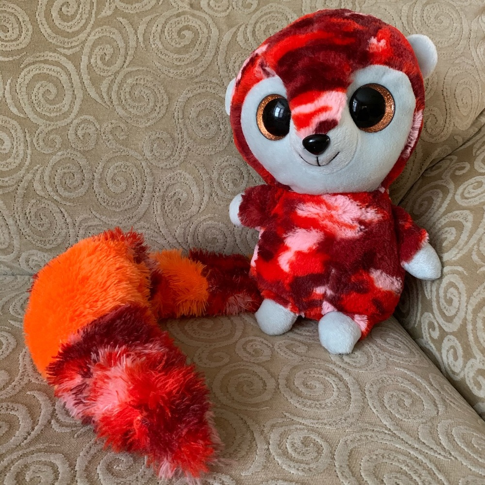 Red Camouflage Raccoon Plush 13”